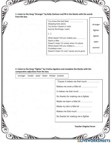 Comparative adjectives Song