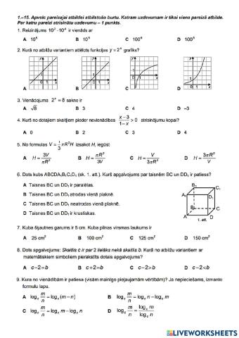 2014.g. matemātikas eksāmena 1.daļa