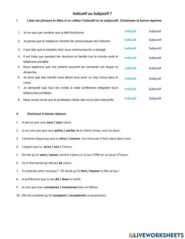 Subjonctif ou Indicatif