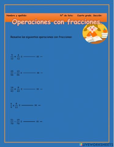 Operaciones con fracciones