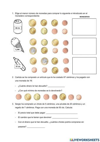 Ficha interactiva de monedas 