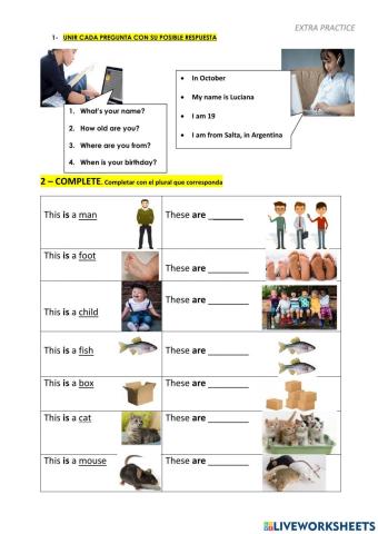 Verbo -to be- - A-An - Numbers - Plural forms