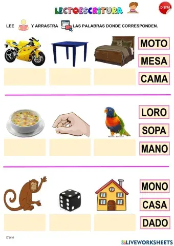 Lectura de dos sílabas