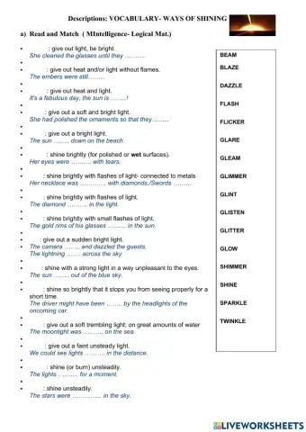 Descriptions- ways of shining