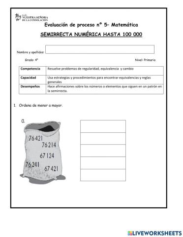 Evaluación Semirrecta 100 000