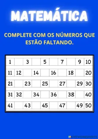 Complete os numerais