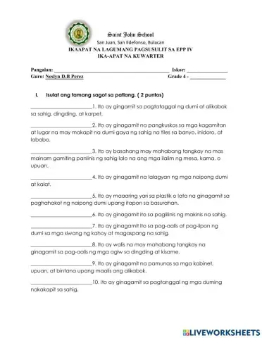 Fourth Periodical Exam