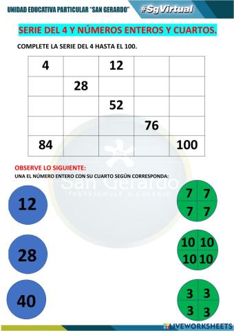 Refuerzo de la tabla del 4