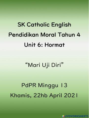 Pendidikan Moral Tahun 4: Hormat - Mari Uji Diri