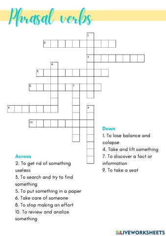 Phrasal verbs crossword