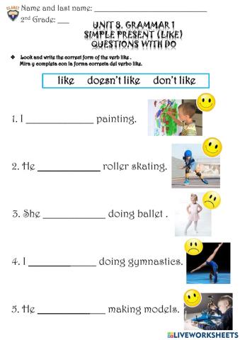 2nd G. Unit 8. Grammar 1. Practice activity
