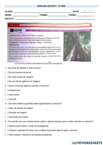 9° ano - INGLÊS - 22-04-21