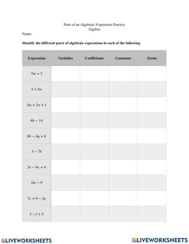 Algebraic Expressions