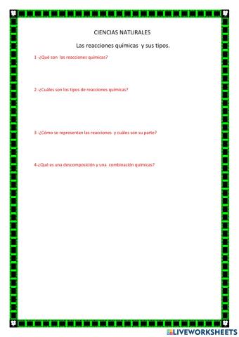 Las reacciones químicas  y sus tipos.