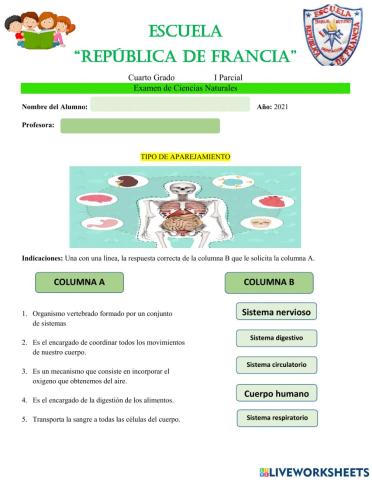 Examen de ciencias naturales