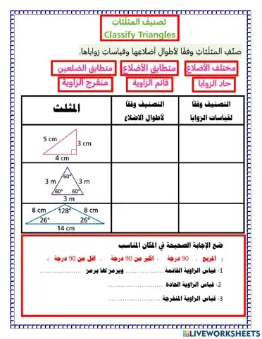 تصنيف المثلثات