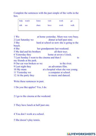 Past simple activities 1