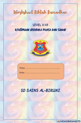 Worksheet Keutamaan Berbuka Puasa dan Sahur