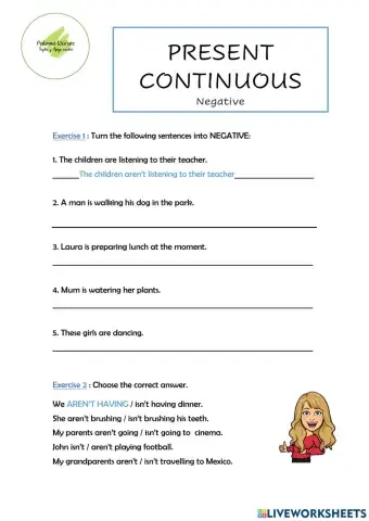 LESSON -12 - present continuous NEGATIVE