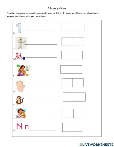 Palabras y sílabas con m-n