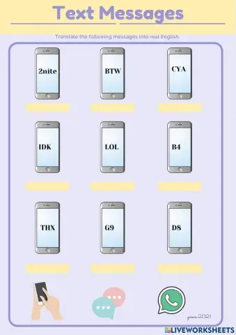 Abbreviations text messages