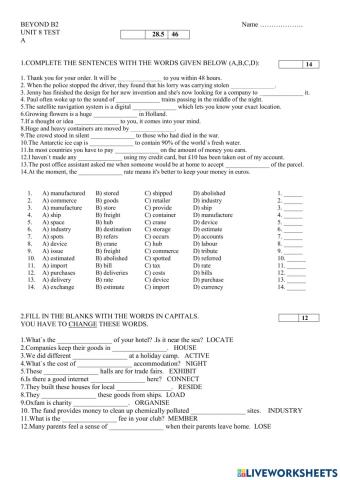 BEYOND B2 unit 8 test