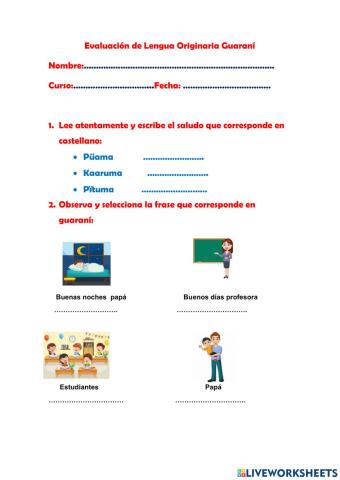 Evaluación 2 y 3 de guaraní