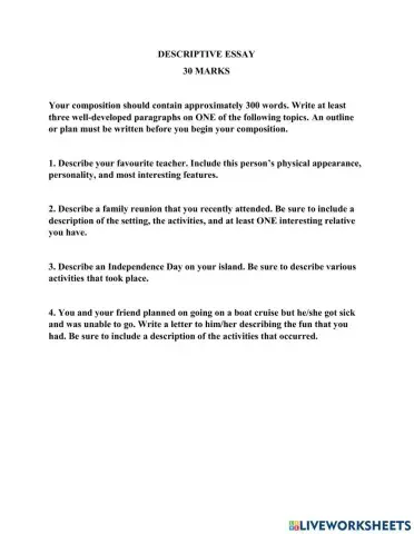 Descriptive Essay