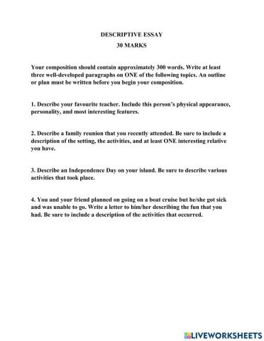 Descriptive Essay