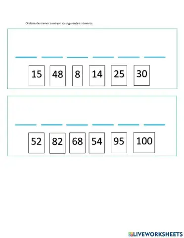 Ordena de menor a mayor