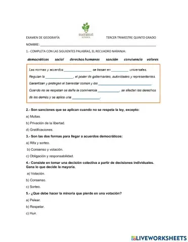 Examen fce summit school