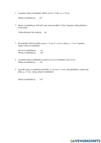 Rovnoběžník - obsah