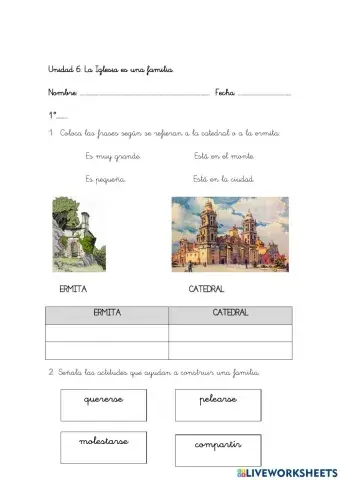 Evaluación Unidad 6 1º Primaria