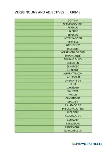 Verbs,nouns and adjetive