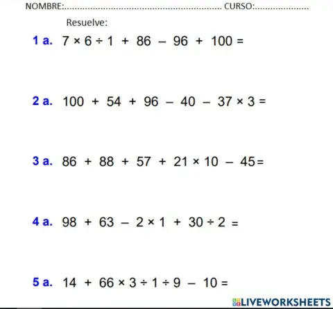 Operaciones combinadas