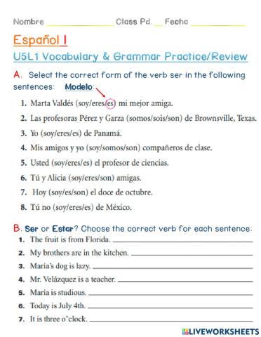 U5L1 Vocab. - Grammar Practice (04-26-2021)