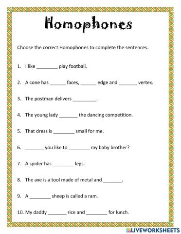 Homophones 1