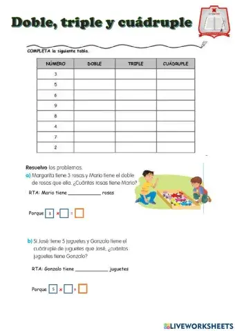 Doble, triple y cuadruple de un numero