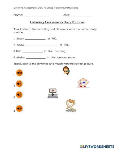 Listening test- Daily Routines