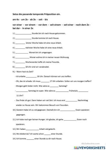 Temporale Präpositionen