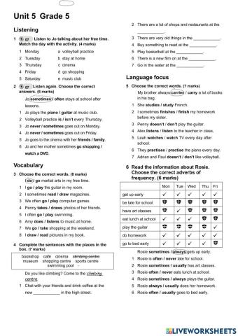 Test English Plus Starter Unit 5