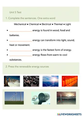 Unit 5 Test: Energy