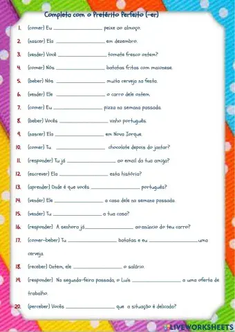 Pretérito perfeito 2ª conjugação