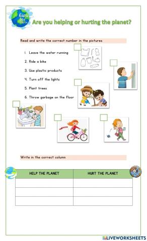 Earth day - good and bad habits