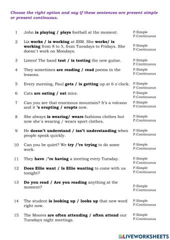 Present Simple An Present Continuous