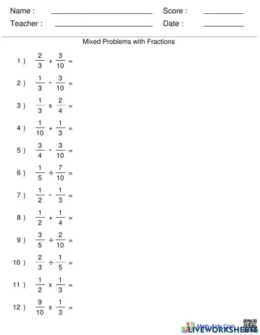 Fractions All Operations