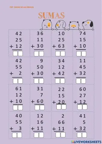 Sumas de 3 sumandos de 2 cifras