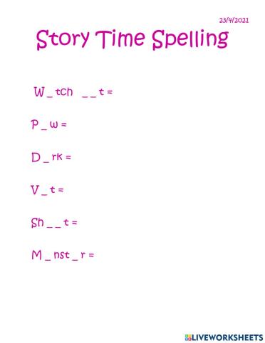 Story Time Spelling