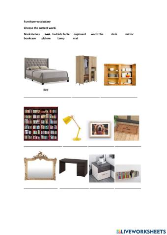 Furniture vocabulary