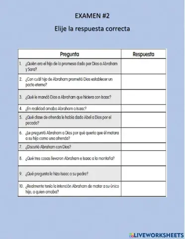 Exámen 2 lección biblica 10